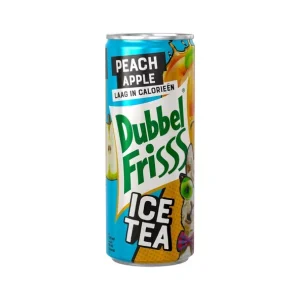 Dubbelfrisss ice tea peach apple blik (12x 25cl)