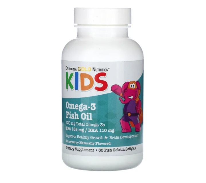 California Gold Nutrition huile de poisson oméga-3 pour enfants 60 gélules