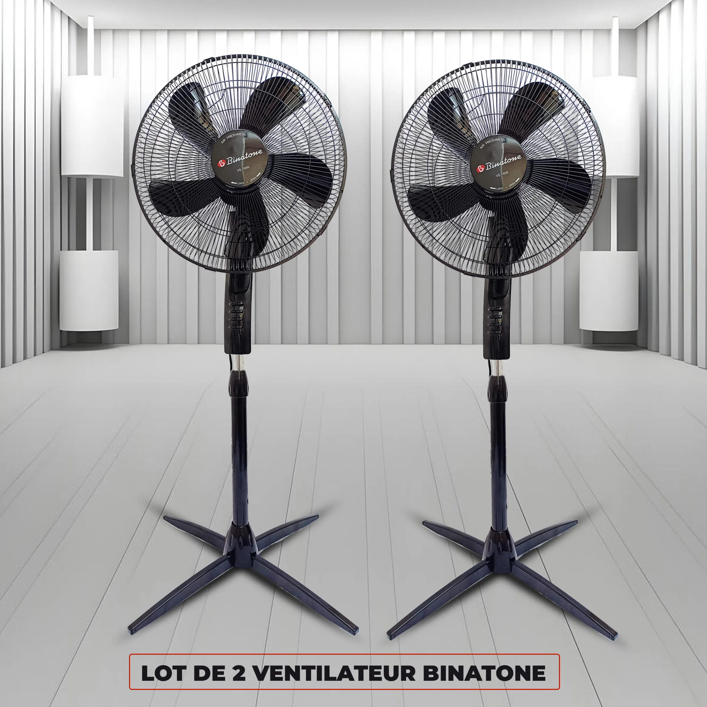 Lot de 2 Ventilateur Binatone VS-1656 – Double Puissance -noir – Image 4