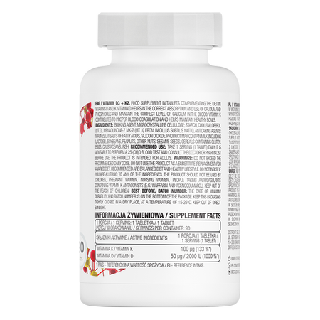 OstroVit Vitamine D3 + K2 90 comprimés – Image 2