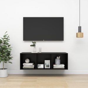 Meuble TV mural en bois noir 105×37 (MARKETPLACE)