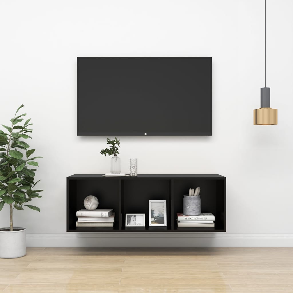 Meuble TV mural en bois noir 105×37 (MARKETPLACE) – Image 2