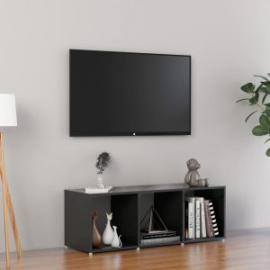 Meuble TV en bois gris laqué 105×37 (MARKETPLACE)