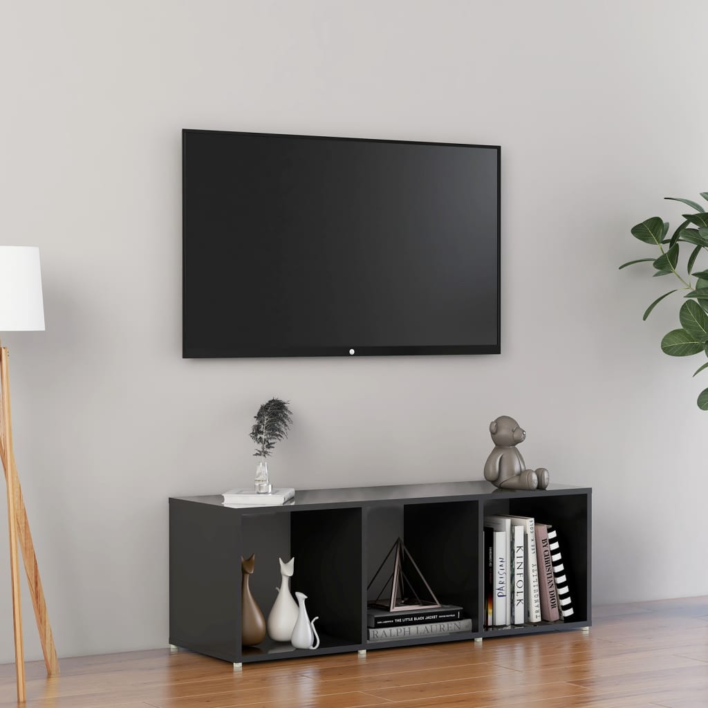 Meuble TV en bois gris laqué 105×37 (MARKETPLACE) – Image 2