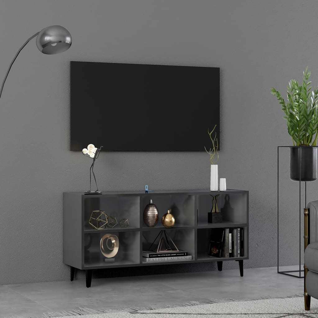 Meuble TV en bois gris laqué 105×50 (MARKETPLACE) – Image 2