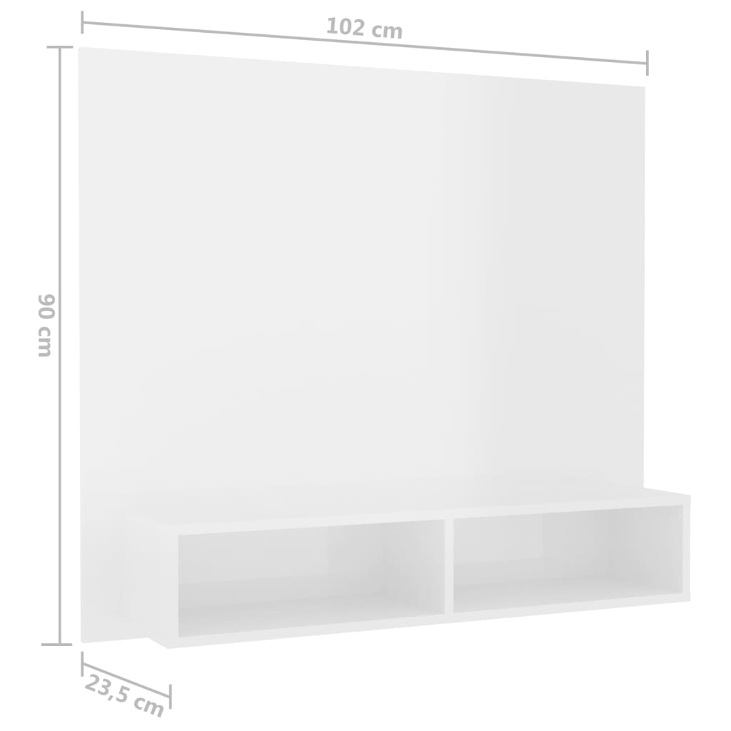 Meuble TV mural en bois blanc laqué 102×90 (MARKETPLACE) – Image 4