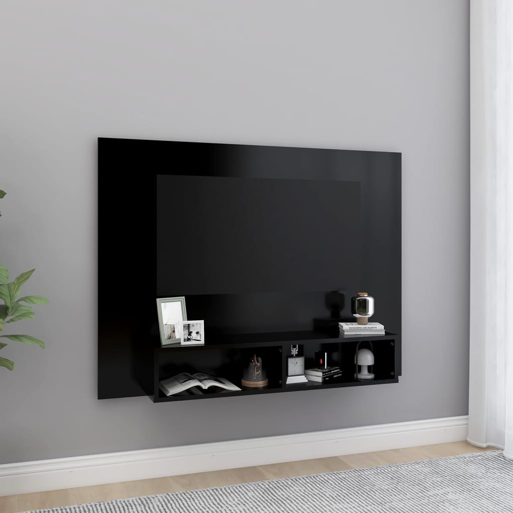 Meuble TV mural en bois noir 120×90 (MARKETPLACE) – Image 2