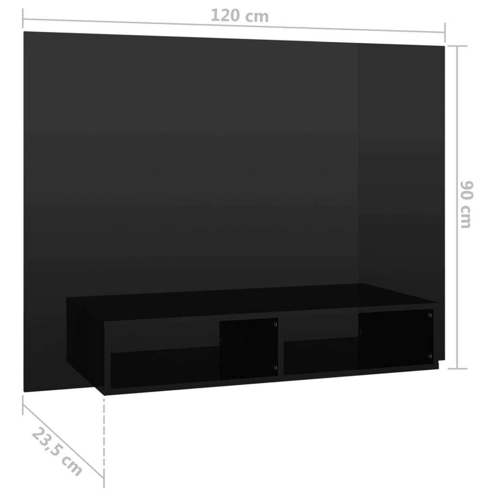 Meuble TV mural en bois noir laqué 120×90 (MARKETPLACE) – Image 4