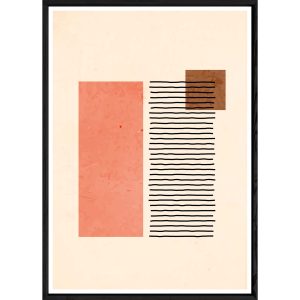 Tableau abstrait coloré avec cadre noir – Taille 32×42