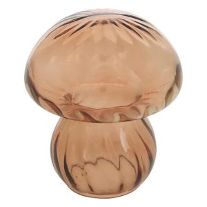 Déco à poser champignon en verre ambre H16