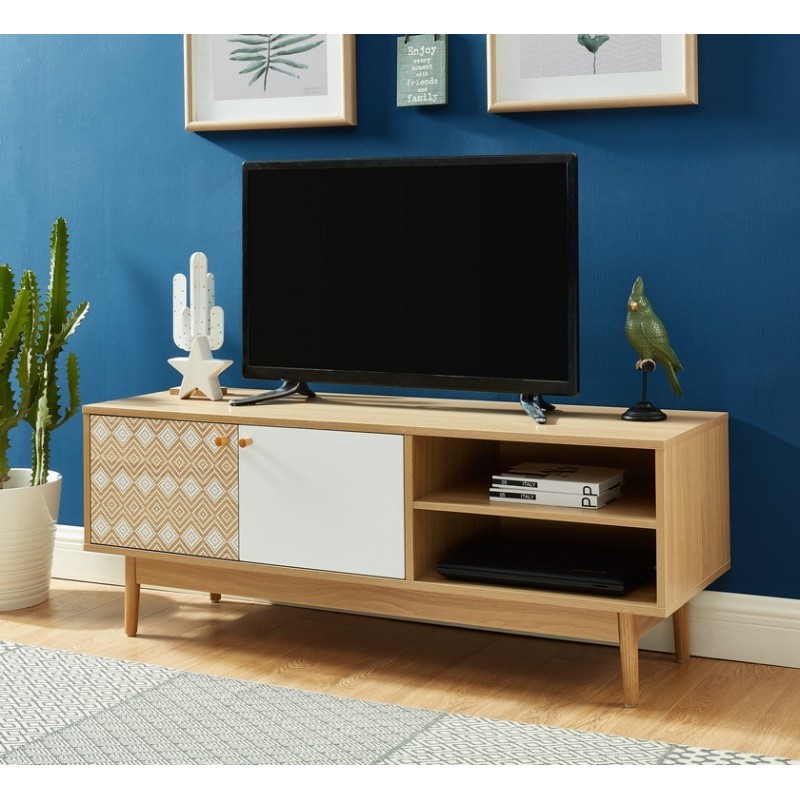Meuble TV en bois clair L120 – Image 3