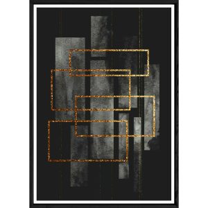 Tableau abstrait noir avec cadre noir – Taille 23×32