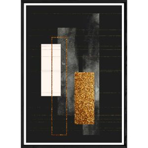 Tableau abstrait noir avec cadre noir – Taille 23×32