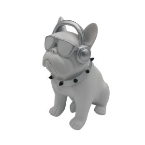 Bulldog music en résine blanc H23