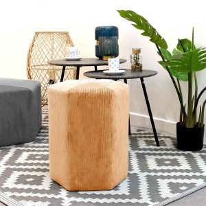 Pouf en velours côtelé ocre (Marketplace)