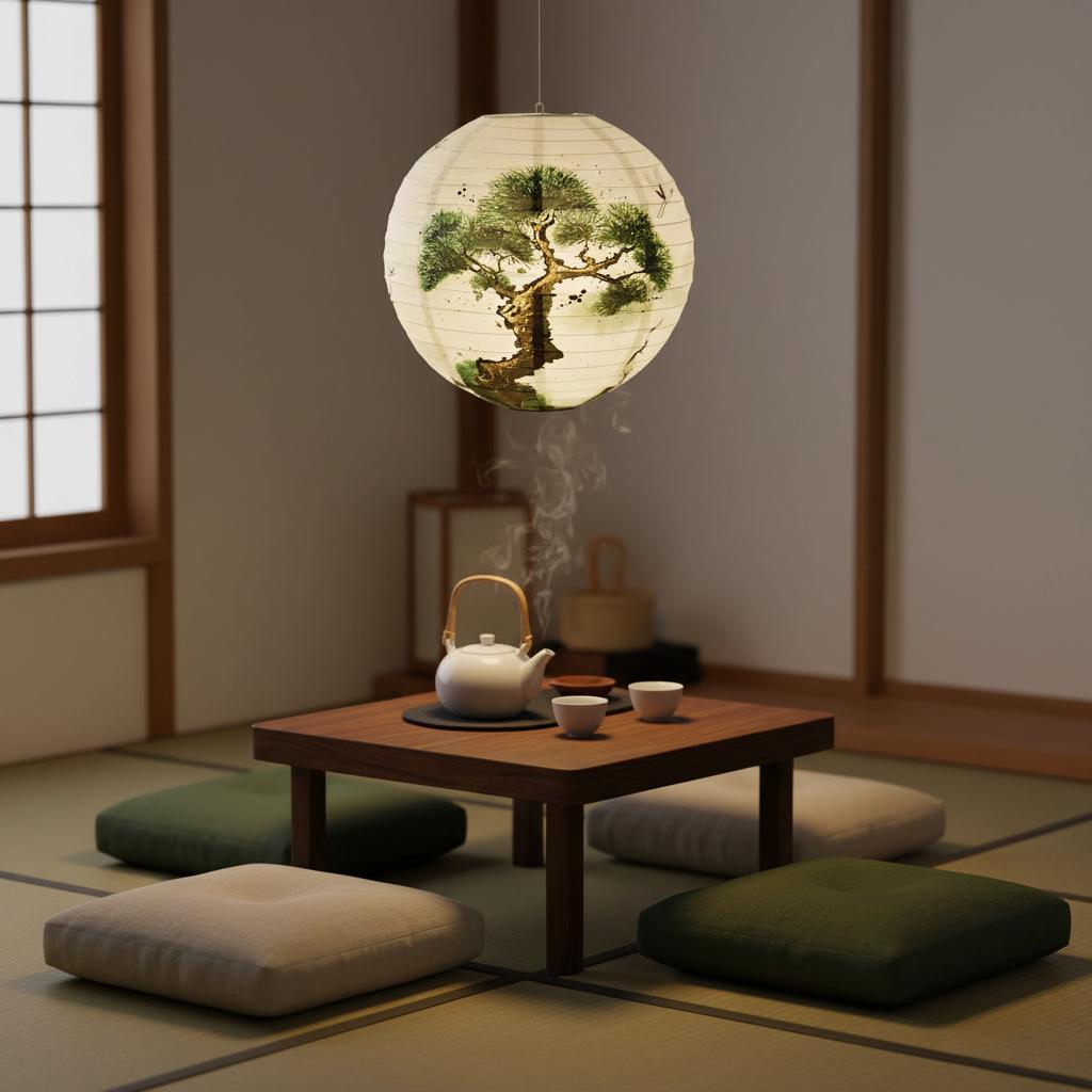 Abat Jour Japonais Papier Bonsaï Japonais – Image 3