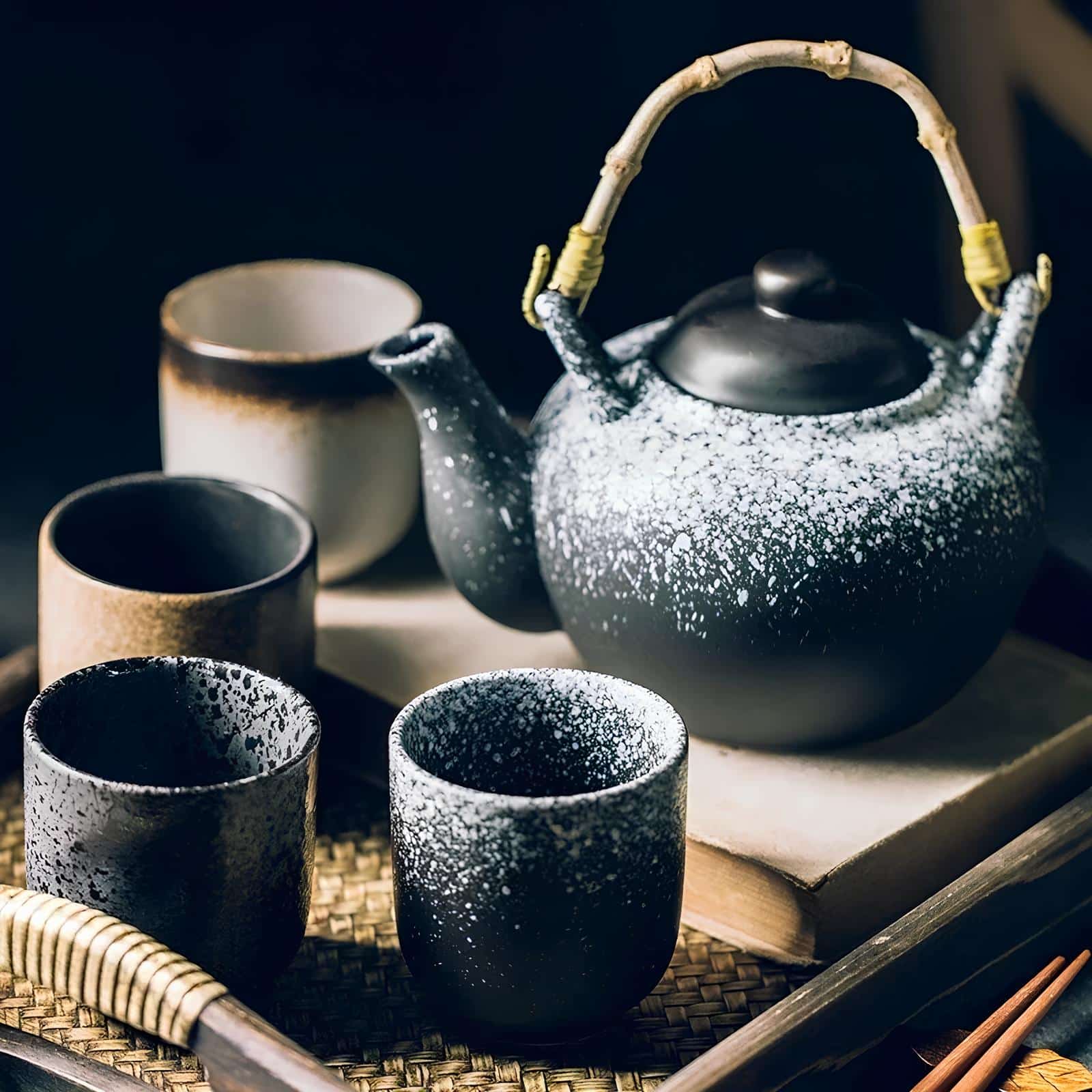 Tasse à Thé Japonaise Éclaboussures Blanches – Image 6