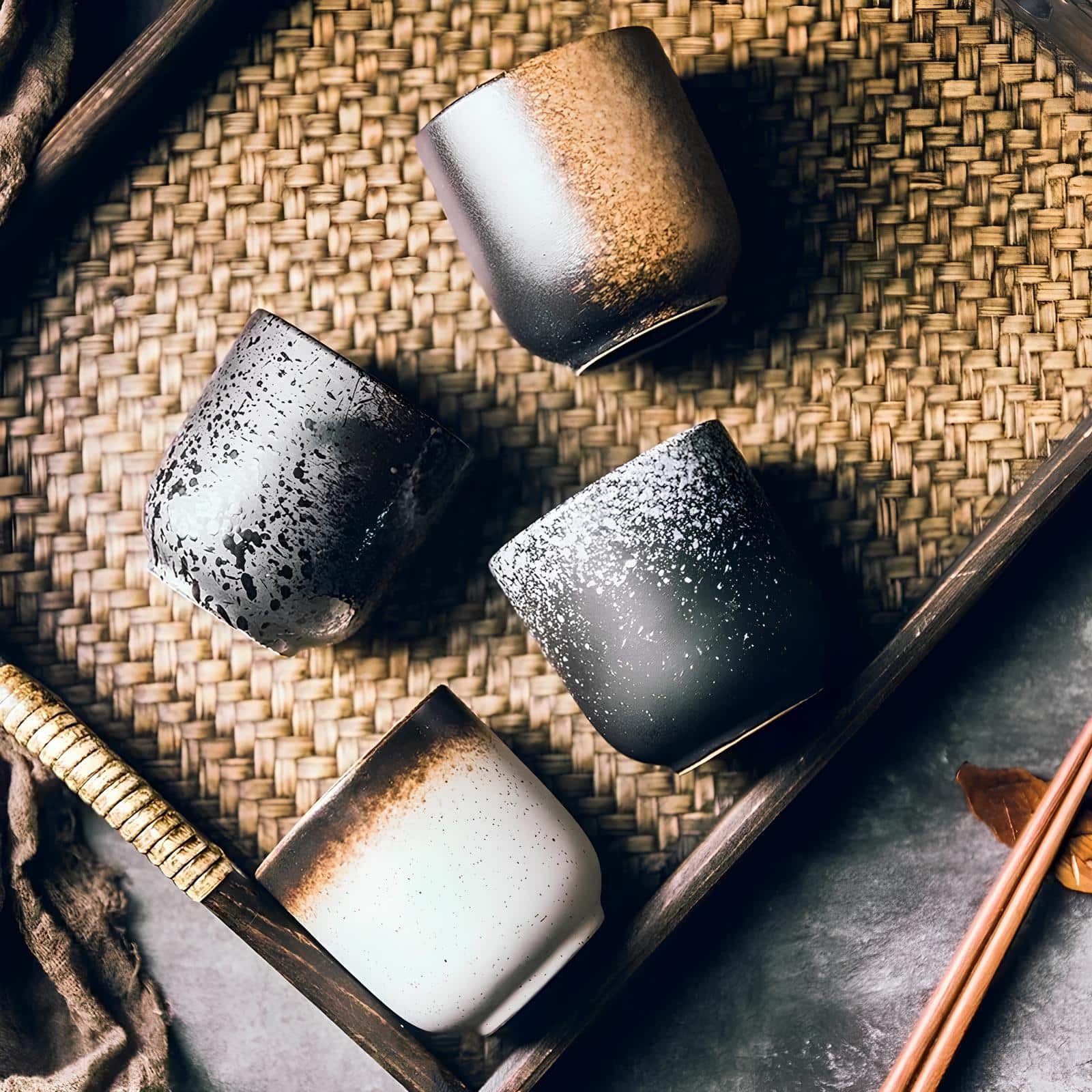 Tasse à Thé Japonaise Éclaboussures Blanches – Image 5