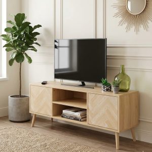 Meuble TV 2 portes & 2 étagères avec système Push & Pull SELLY